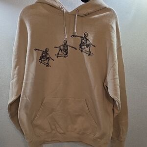 Tan Graphic Hoodie - Skateboarding Skeletoms